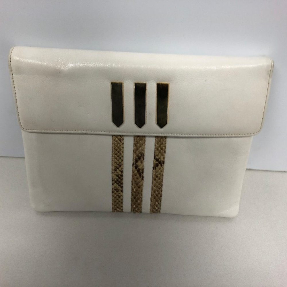 Susan Gail white & snakeskin shoulder purse